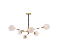 Dar Vignette 6 Arm Ceiling Pendant Light - Aged Brass