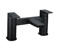Dara Black Bath Filler Tap | Sold Brass | Double Lever Handle |Deck Mounted Bathroom Tap