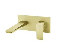 Dara Brushed Gold Bathroom Sink Mixer Tap | Wall Mounted Basin Mixer Tap | Bathroom Tap