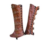 Darabun Medieval Gothic Shoe Cover - Vintage PU Leather Leg Guard Gaiter Leggings Steampunk Vikings Pirate Shoes Covers for Carnival Halloween Party