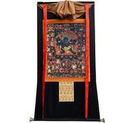 DARANCA Thangka Art - 58 Wrathfu Deities of the Bardo Thodol Thangka - High-resolution Digital Giclee Print and Double Layer Hand Framed - Buddhist Tapestry Wall Hanging - 47"×32"(Frame Color 7)