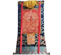 DARANCA Thangka Art - Green Thangka - High-resolution Digital Giclee Print and Double Layer Hand Framed - Buddhist Tapestry Wall Hanging - 47"×32"(Frame Color 8)