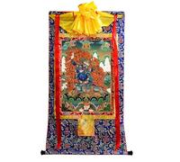 DARANCA Thangka Art - on the Bl Thangka - High-resolution Digital Giclee Print and Double Layer Hand Framed - Buddhist Tapestry Wall Hanging - 47"×32"(Frame Color 3)