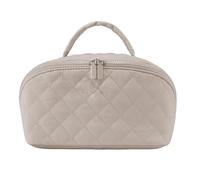 DARBCGH Petition for Woman, Wide Open Lay-Flat Water-Resistant Cosmetic Case, Travel Makeup Bag(Khaki)