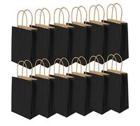Darbermu Paper Party Bags, 12 PCS Gift and Sweet Bags with Handles, Black Kraft Paper, 150x80x210mm, Multi-purpose, Celebratory, Gift-Giving