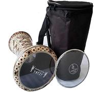 Darbuka by Gawharet, 17" Metal Handmade in Egypt with Multi-colored Inlay, Comes with Case & Extra Synthetic Head
