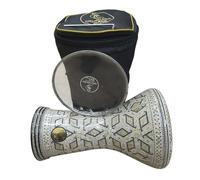 Darbuka derbaki darbouka by Gawharet the fan, made in Egypt, made of metal covered with mother of pearl, bone and color enamel