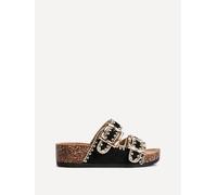 Darby Black Faux Suede Double Buckle Sandal Linzi Black 6-Standard Fit