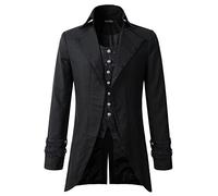 DarcChic Mens Gothic Morning Jacket Tailcoat Steampunk Victorian - Black - Large