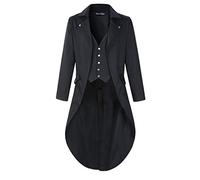 DarcChic Mens Gothic Tailcoat Jacket Black Steampunk VTG Victorian Coat (S, Black)