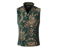 DarcChic Mens Tapestry Double-breasted Vest Waistcoat Gothic Aristocrat Steampunk Victorian (3XL, Green Gold)