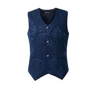 DarcChic Mens Vest Waistcoat Gothic Steampunk Victorian (XL, Blue Brocade)