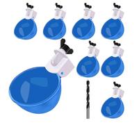 Darcvds Professional Chicken Waterer Cups, 8 Packs Blue Large Chicken Water Feeder, Tee Fittings Poultry Waterer Suitable for Duck, Chicks, Goose, Turkey, Bunny and Bird with Mounting Hole Opener