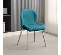 darcy faux leather dining chair in teal with chrome legs