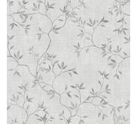 Darcy James Collection Japandi Leaf Textured Wallpaper Muriva Grey One Size