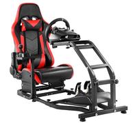 Dardoo Adjustable Gaming Racing Simulator Cockpit with Red Seat Fit for Logitech G29 G920 G923, for Thrustmaster T300,Steering Wheel Stand, Not Including Steering Wheel Pedal and Handbrake