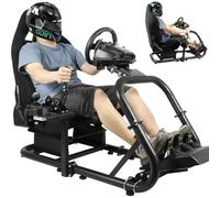 Dardoo Adjustable Racing Simulator Cockpit with Black Seat Fit for Logitech/Fanatec/Thrustmaster G29 G920 G923 T300RS T500RS,No Wheel Pedal and Handbrake