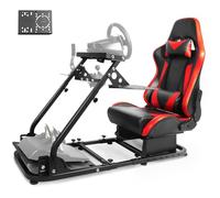 Dardoo Flight Racing Simulator Cockpit with Seat Adjustable Fit for Logitech/Thrustmaster G920 G923 T80 T150 HOTAS Warthog, G Saitek Without Wheel, Shifter Pedal