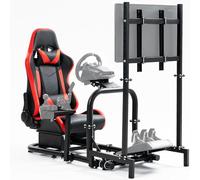 Dardoo Racing Simulator Cockpit with Seat and Monitor Stand, Compatible with Logitech/Thrustmaster/Fanatec G29, G920, G923, Excluding Steering Wheel, Pedals, and Handbrake
