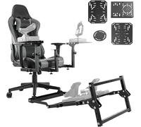 Dardoo Simulation Racing and Flight Cockpit with Gray Seat and 3 Different Flight Shift lever Fit for Logitech/Thrustmaster/Hotas/Warthog G25 G29 G920 Racing Stand Not Include Wheels Pedals Handbrake