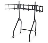 Dardoo Triple Monitor Stand with Brake Casters -Premium Adjustable Mount for Racing Simulator Cockpit, Ergonomic Height/Tilt Adjustment for 27 to 32 inch Monitors, Gaming Workstation Setup