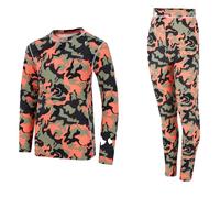 Dare 2b - Kids Quick-Drying Pow II Baselayer Set Rusty Orange Camo Print, Size: 9-10 Years - Sale