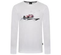 Dare 2b Men's The Men's Overdrive Long Sleeve Tee - Made from Naturally Breathable Cotton Jersey with A Graphic Print Shirt, Mens, Shirt, DMT529, White, S