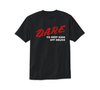 Dare Retro D.A.R.E. T-Shirt 90s Vintage Style Design Tee Short Sleeve Unisex Shirt, Black #1, S