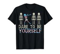 Dare to Be Yourself Skeleton Dab Transgender Trans Pride T-Shirt, Men, Black, 3X-Large