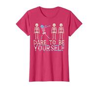 Dare to Be Yourself Skeleton Dab Transgender Trans Pride T-Shirt, Women, Red Heather, Small