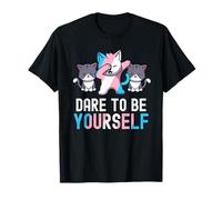 Dare To Be Yourself Transgender Pride Kawaii Cat Trans Pride T-Shirt