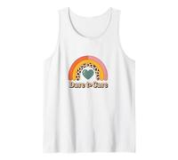 Dare to Care Retro Rainbow Leopard Print Heart Kindness Tank Top