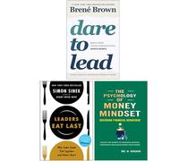 Dare to Lead, Leaders Eat Last & The Psychology of Money Mindset 3 Books Collection Set