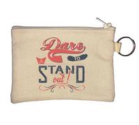Dare to Stand Out Key Chain Coin Purse Beige