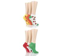 Dare to Wear SOCKSHOP Womens Patterned Trainer Socks Pack of 6 Fruits 4-8