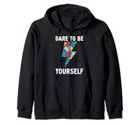 Dare Yourself Superhero Autistic Autism Awareness Support Zip Hoodie