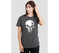 Marvel Women's Daredevil Born Again Skull The Punisher Returns Ladies T Shirt, Light Graphite, M