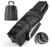 DAREKUKU Hard Case Golf Travel Bags for Airlines with Oversize Tank Wheels, 2100D Oxford Fabric Soft Golf Club Carry Bags, Hard Cse Top Protect Club Travel Cover, Foldable for Easy to Maneuver