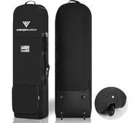 DAREKUKU Outdoors Golf Travel Bag - Heavy Duty 900D Oxford, Detachable Shoulder Straps and Upgraded Rubber Wheels, Soft-Sided Golf Club Travel Cover to Protect Clubs