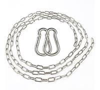 DARENYI 2m Stainless Steel Chain with Carabiners 4mm Heavy Duty Stainless Steel Hanging Chain for Dogs, Planters, Chairs, Punching Bags