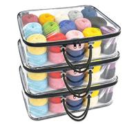 DARENYI 3pcs Clear Yarn Storage Organiser, Waterproof Wool Storage Bag Portable Yarn Storage Bags for Knitting, Crochet, Toys