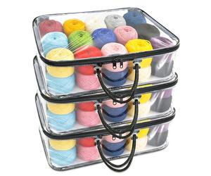 DARENYI 3pcs Clear Yarn Storage Organiser, Waterproof Wool Storage Bag Portable Yarn Storage Bags for Knitting, Crochet, Toys