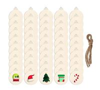 DARENYI 50 Pcs Christmas Baubles for Crafting Wood Slice Natural Ornaments Blank Wood Shapes Embellishments with String for Xmas Tree Decoration