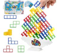 DARENYI 64Pcs Stack Game for Adult, Tetra Tower Stacking Blocks Game, Stack Challenge Game Fun Balance Tower Stacking Game for Families, Parties, Travel