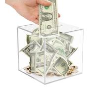 DARENYI Clear Piggy Bank, Acrylic Savings Box - Unopenable, Must Break to Open - Smash Money Box for Adults and Kids