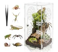 DARENYI Jumping Spider Enclosure, 11.8"x5.6"x5.9" Acrylic Terrarium Praying Mantis Enclosure with Front Door, Jumping Spider Habitat for Tarantula, Snail, Lizard, Crabs and Small Reptiles