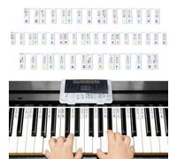 DARENYI Removable Piano Keyboard Music Labels for 88 Keys and 61 Keys, Full Size, Piano Notes Guide for Beginners, Silicone, No Sticking, Reusable, Comes with Box (Rainbow)