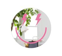 DARENYI Smiley Face Wall Mirror - 30cm Round Frameless Adhesive Mirror for Bathroom, Bedroom, Living Room, Hallway Decoration