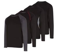 DARESAY 4 Pack Men’s Long Sleeve Dry Fit Athletic Tee - Quick-Dry Running & Gym Performance Shirts, Breatheable Mesh Tees., Assorted Colors Set F, XXL
