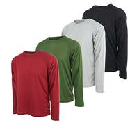 DARESAY 4-Pack: Mens Long Sleeve Tee Shirts, Long Sleeve Shirts for Men Pack of 4, Dri Fit Shirts for Men, Assorted Colors Set D, XXL